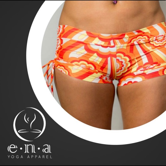 ENA Yoga Apparel Maya Short in Fiery Orange - Picture 2 of 4